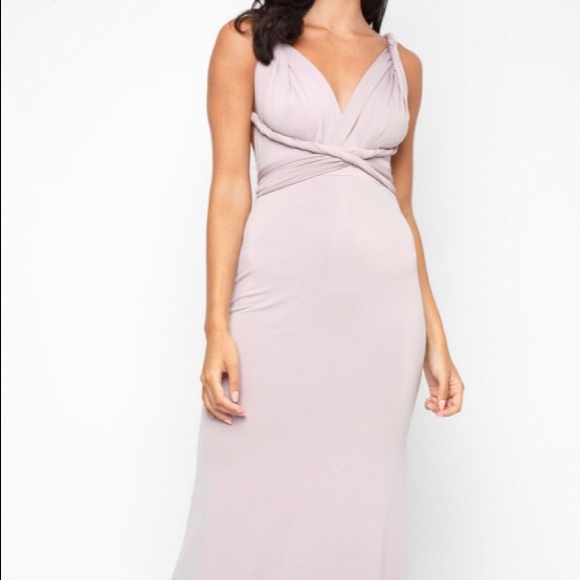 TFNC Multi-way floor length dress in grey (more like a pale purple) - Picture 2 of 3